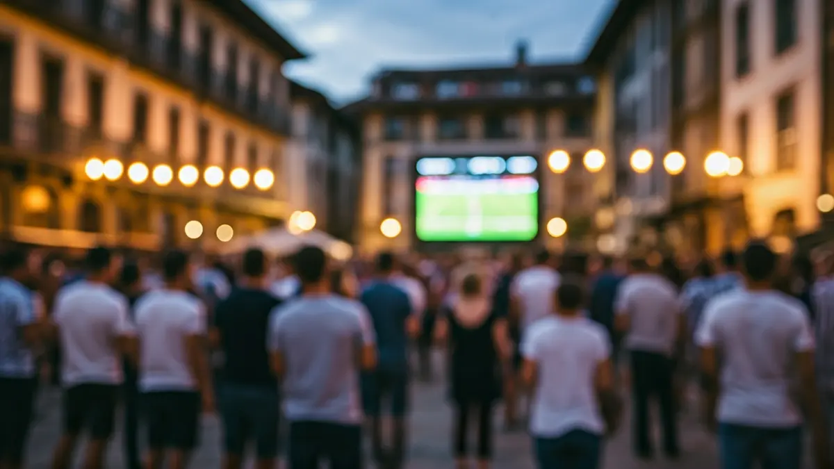Imagen genérica de la Feria de la Cerveza de Usurbil, con gente y una pantalla gigante.