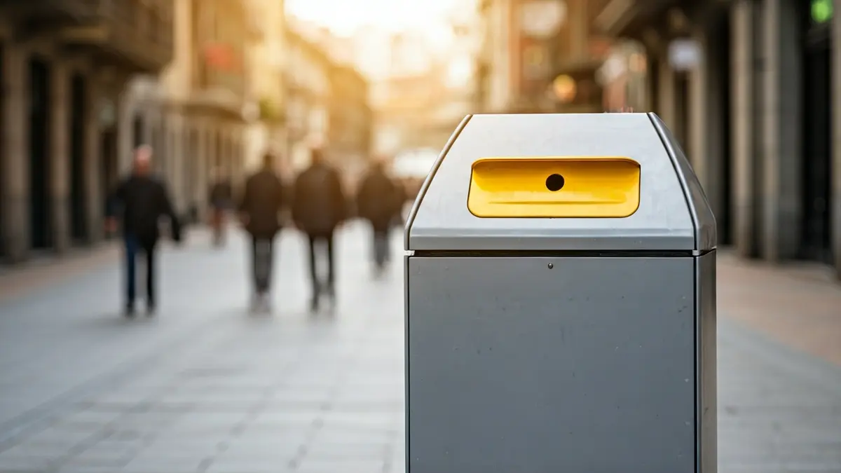 Generic image: Modern recycling bin for waste separation on a street in Usurbil.