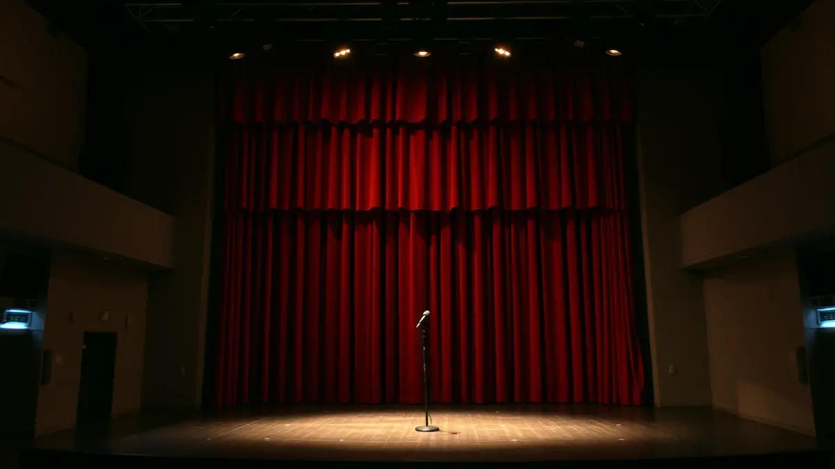 Irudi generikoa: eszenatoki huts bat, argi foku batek argiztatua, antzerki-giroan.