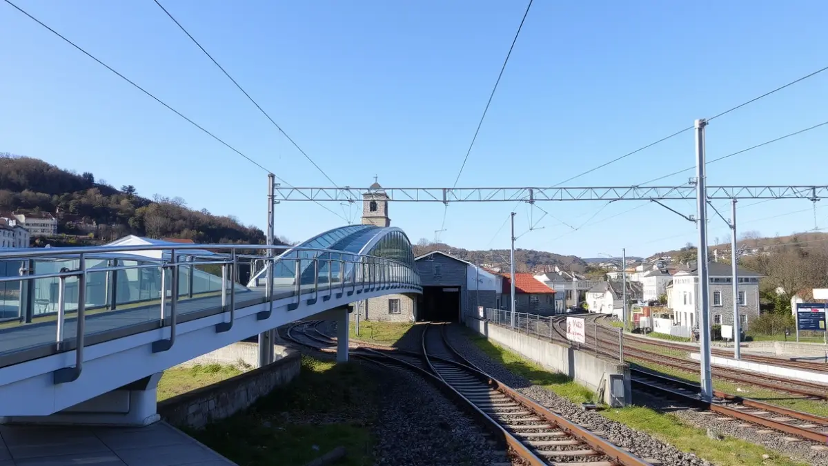 New train station bridge in Usurbil, with elevators to improve accessibility.