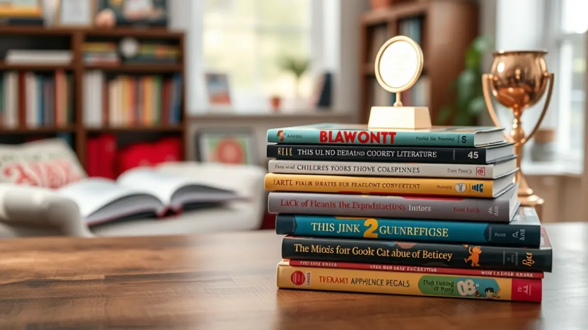 Imagen genérica de una pila de libros de literatura infantil y juvenil en un ambiente de lectura acogedor.
