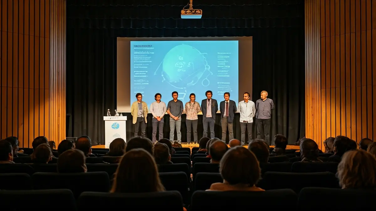 Irudi generikoa zientzialari talde bat hitzaldi bat ematen, energia eta ingurumen gaiak jorratuz.