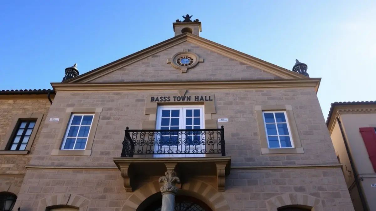 Image of Ziortza-Bolibar town hall, under the sun.