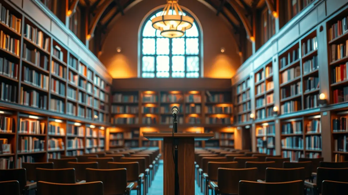 Imagen genérica del interior de una biblioteca, representando un evento de fomento a la lectura.