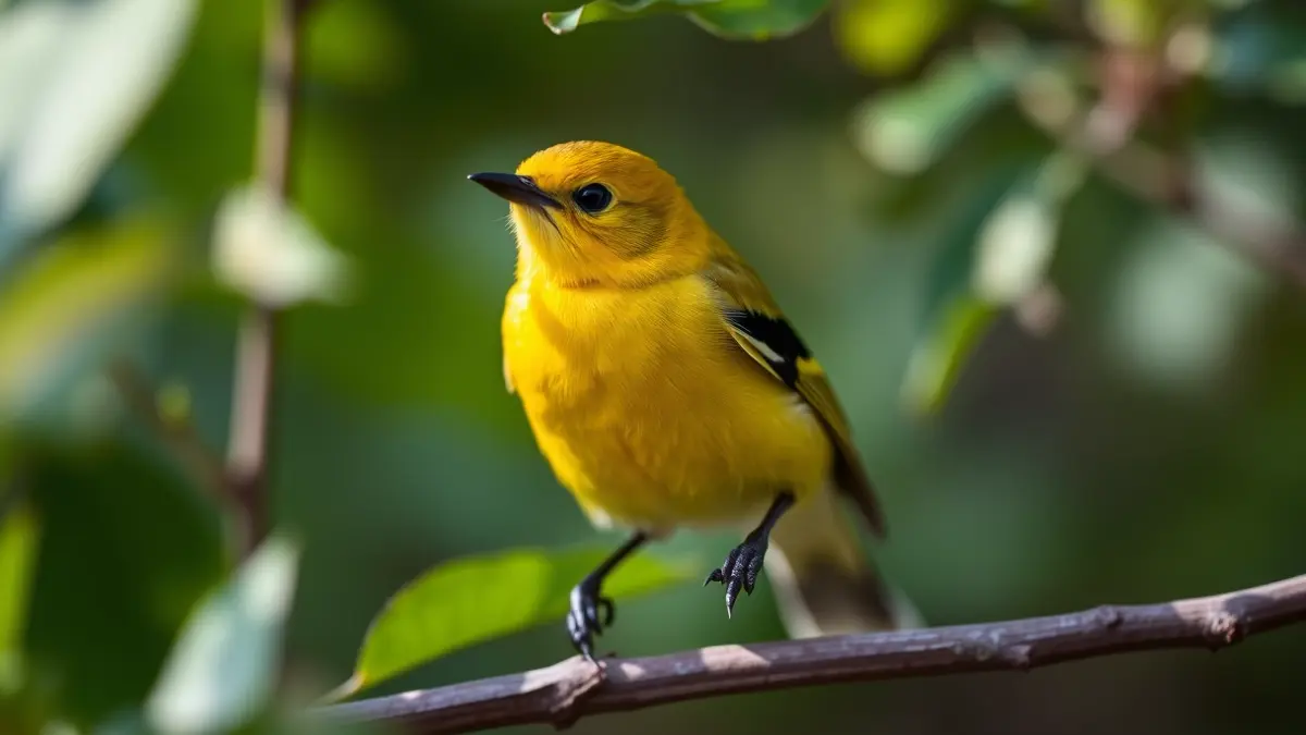 Imagen genérica de un pequeño pájaro amarillo posado en una rama.