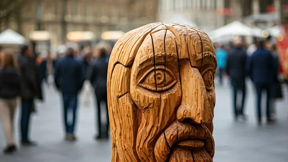 Zurezko eskultura baten irudi generikoa, Picasso-ren Guernica-ren estiloan.