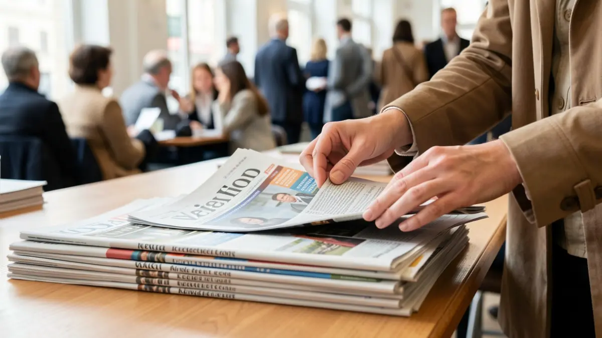 Generic image of a person organizing publications for distribution.