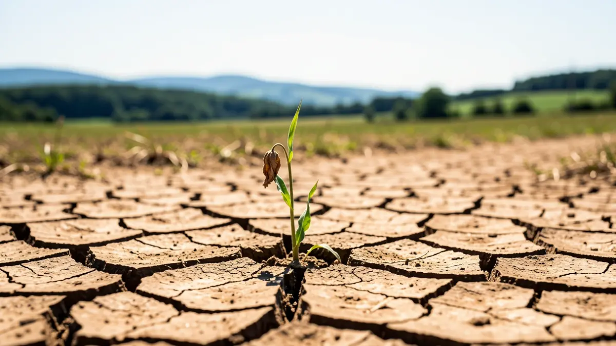 Generic image: dry earth and a plant under the sun.