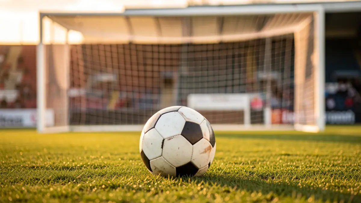 Futbol zelai batean, ate sare zuria lausotuta.