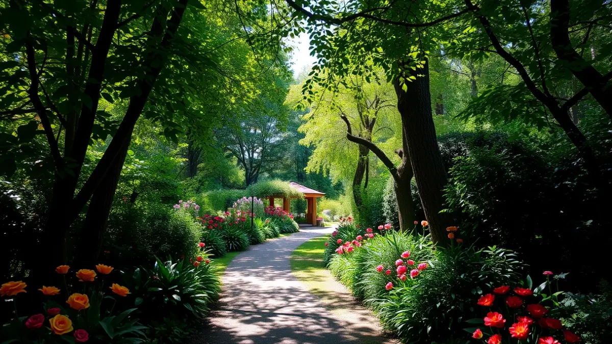 Generic image of a botanical garden with lush greenery and colorful flowers.