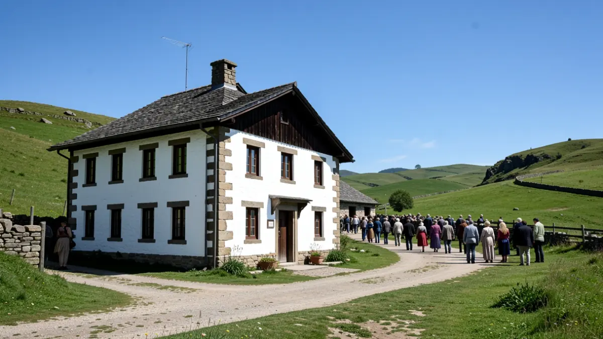 Generic image of a traditional white house and green surroundings.