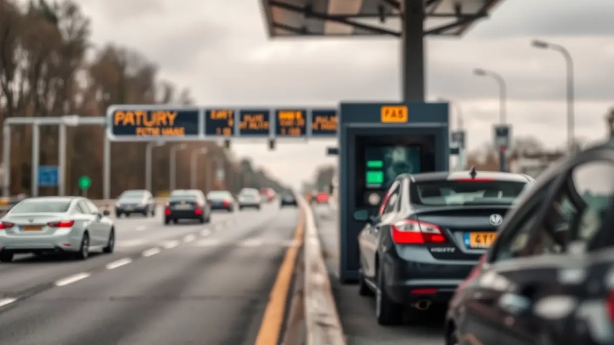 Generic image of a highway toll booth payment area.