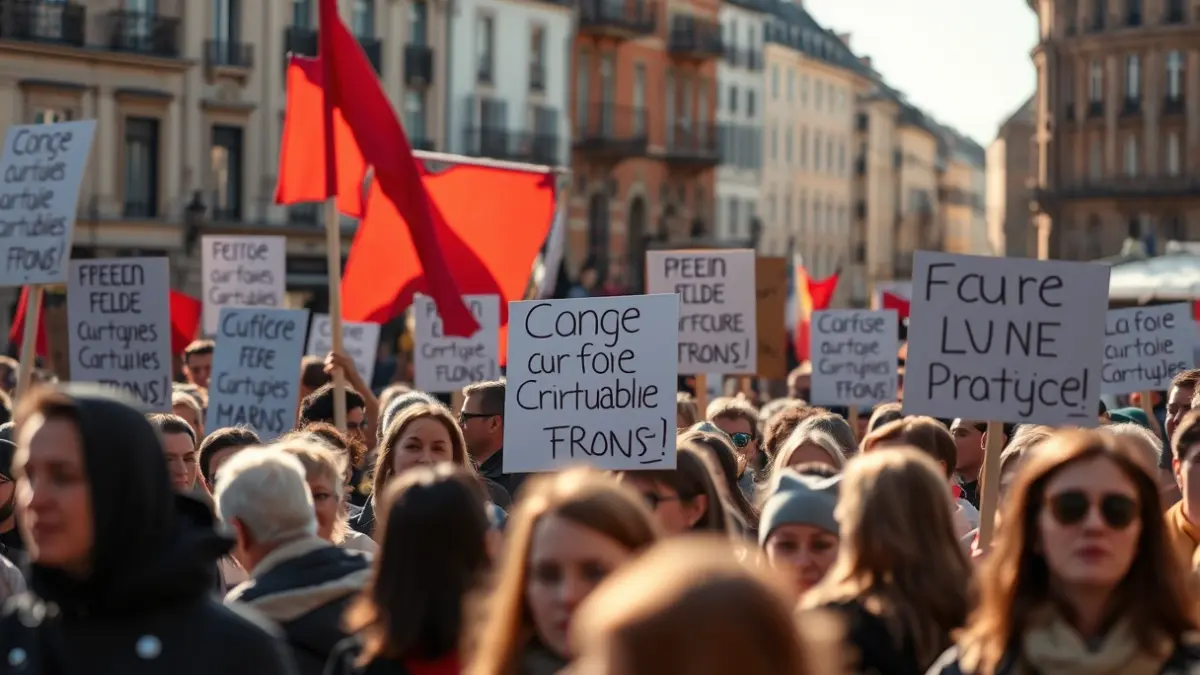 Gasteizko Plaza Berrian protesta egiten ari diren pertsonen irudi generikoa.