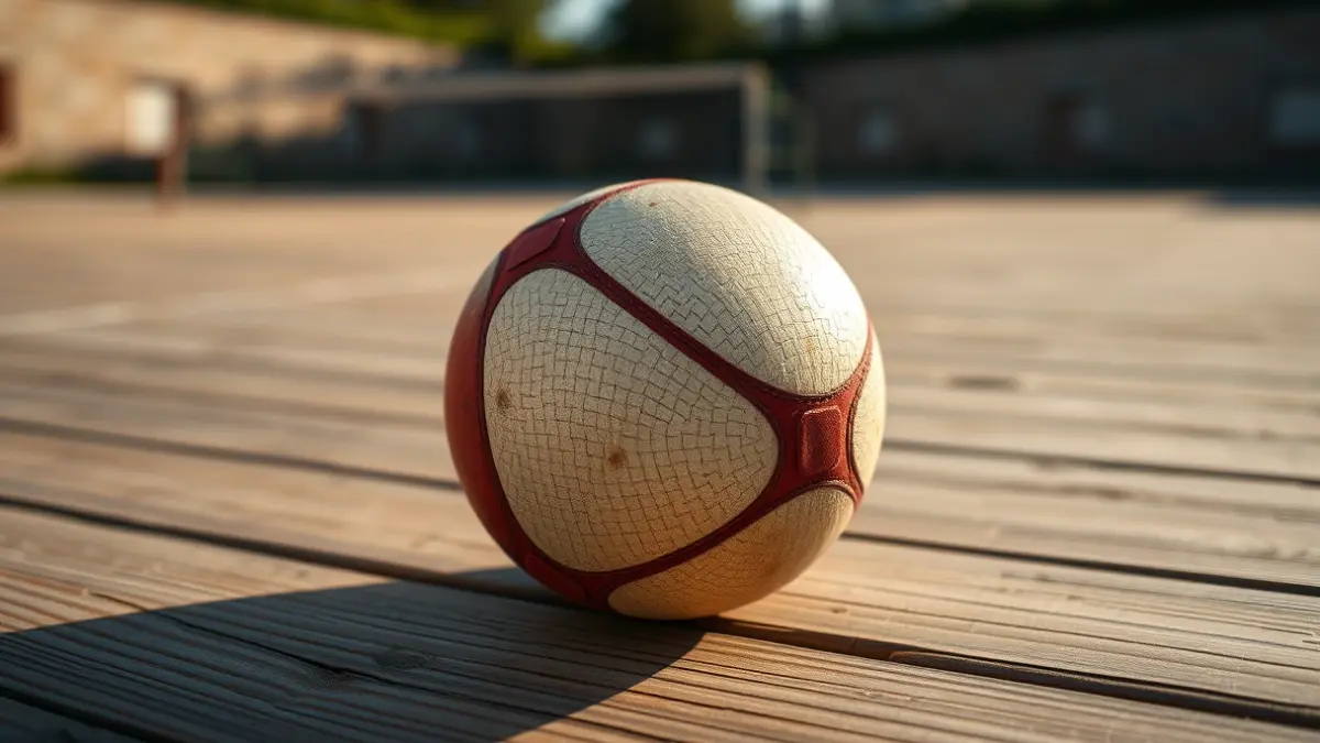 Generic image of a Basque pelota ball on a fronton.