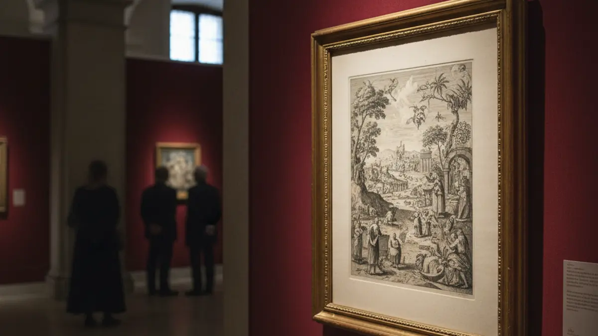 Generic image of a Goya exhibition in a dimly lit museum hall.
