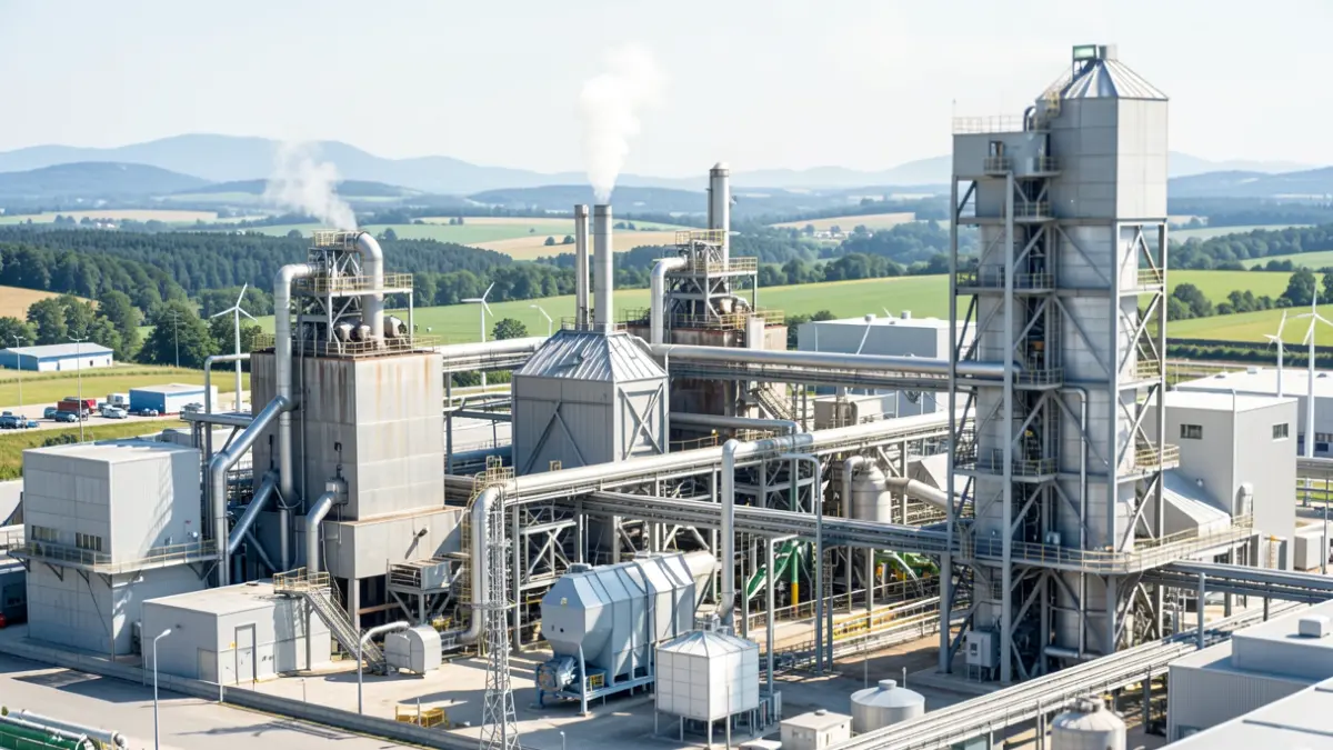 Irudi generikoa ArcelorMittal Sestaoko altzairutegiko industria-instalazio moderno bati buruzkoa, energia berriztagarrietan eta ekoizpen jasangarrian zentratua.