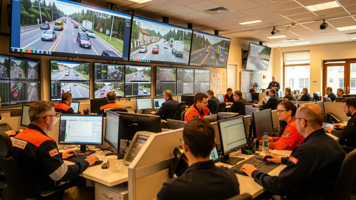 Imagen genérica: Interior de un centro de emergencias con múltiples pantallas y agentes.