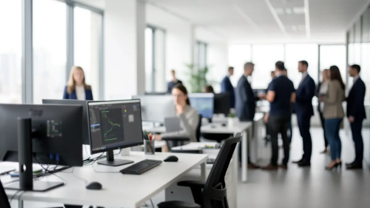 Image of a modern office showing technology and professional workspace.
