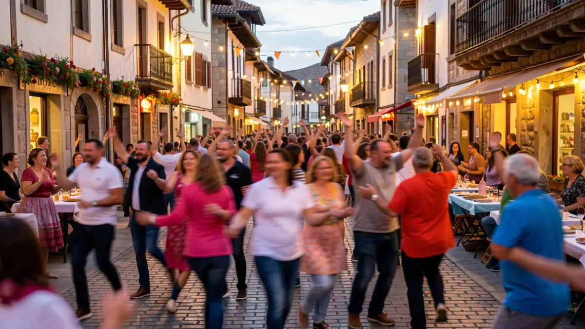 Imagen genérica de una escena callejera vasca en un ambiente festivo.