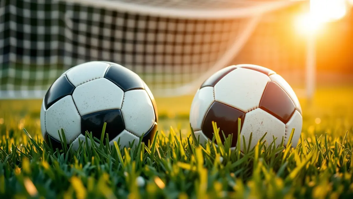 Imagen genérica de un balón de fútbol en un campo con una portería difuminada al fondo.