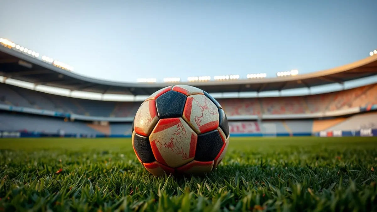 Imagen genérica de un balón de fútbol en el césped de un estadio.