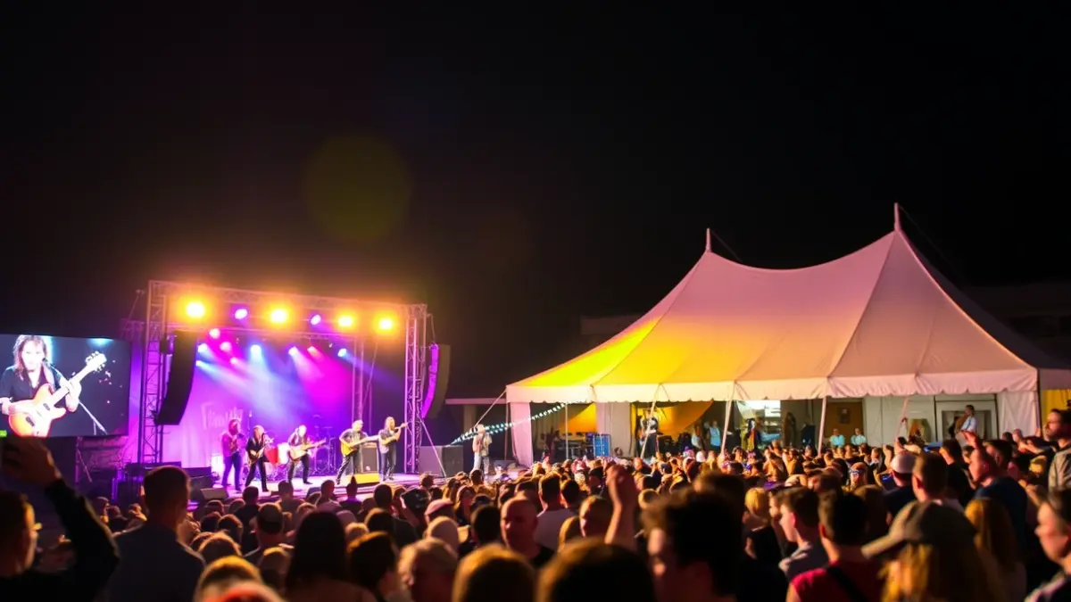 Generic image of the Aventure A Samaniego Fest in Samaniego, with an illuminated stage and people enjoying.