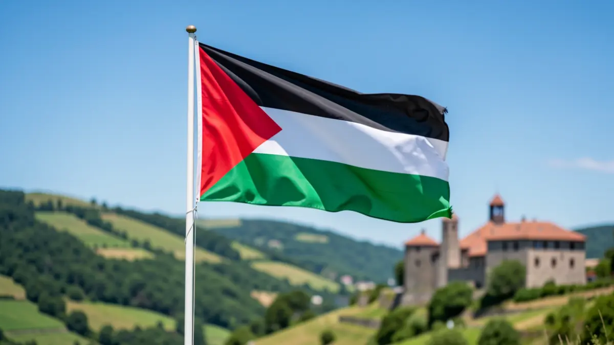 Palestinaren aldeko elkartasun ekitaldi baten irudia.