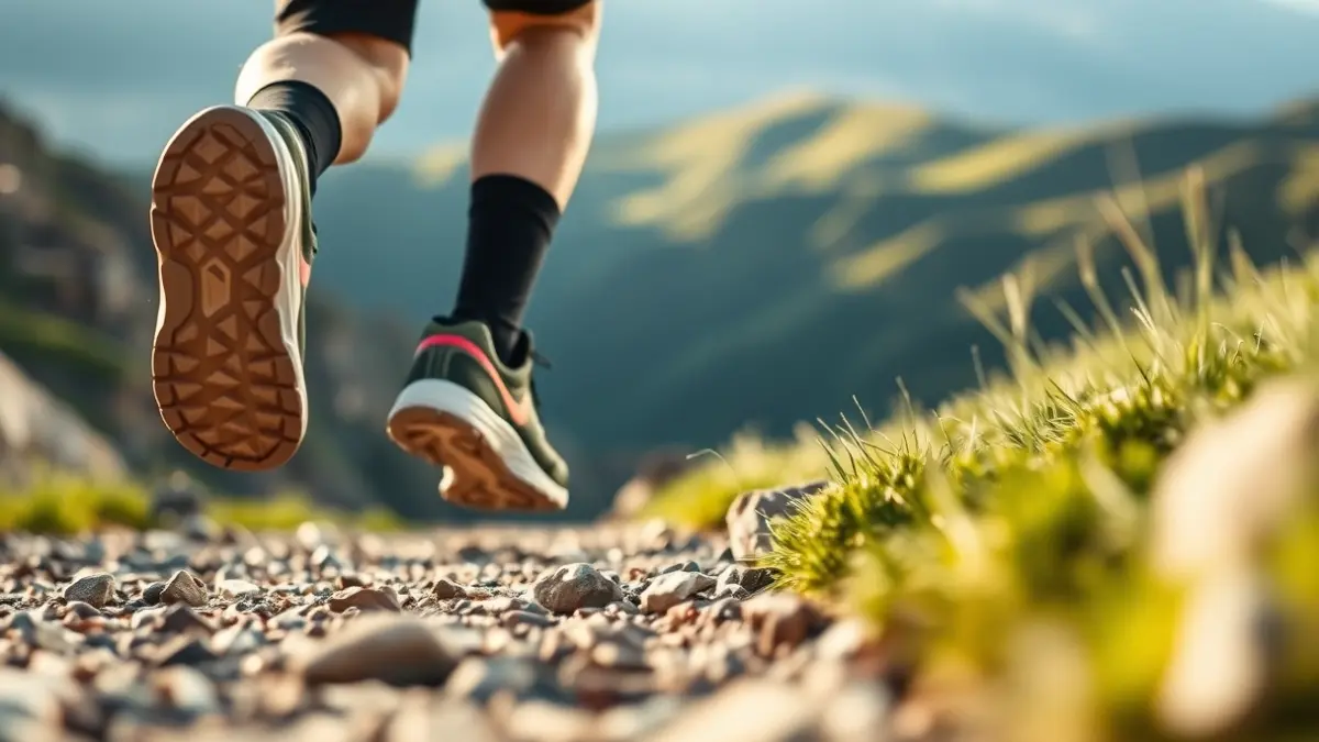 Imagen genérica de una carrera de montaña, mostrando una zapatilla de trail running en un sendero.
