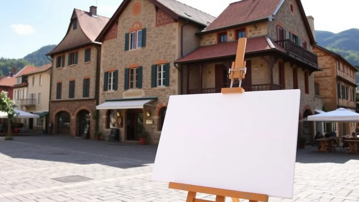 Generic image depicting an open-air painting competition in an urban setting of Azpeitia.