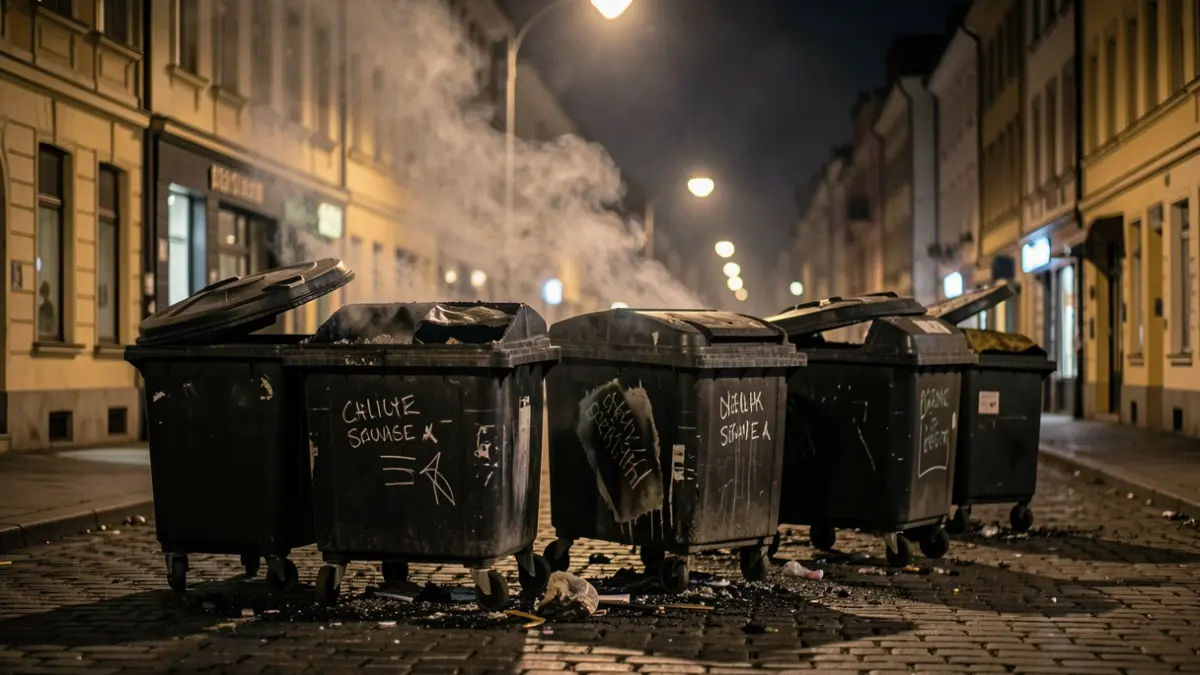 Imagen genérica de contenedores quemados.