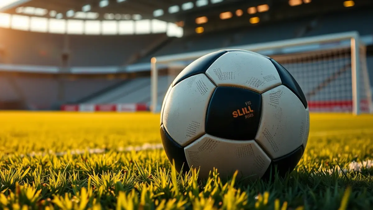 Imagen genérica de un balón de fútbol sobre césped verde, con la red de la portería difuminada.
