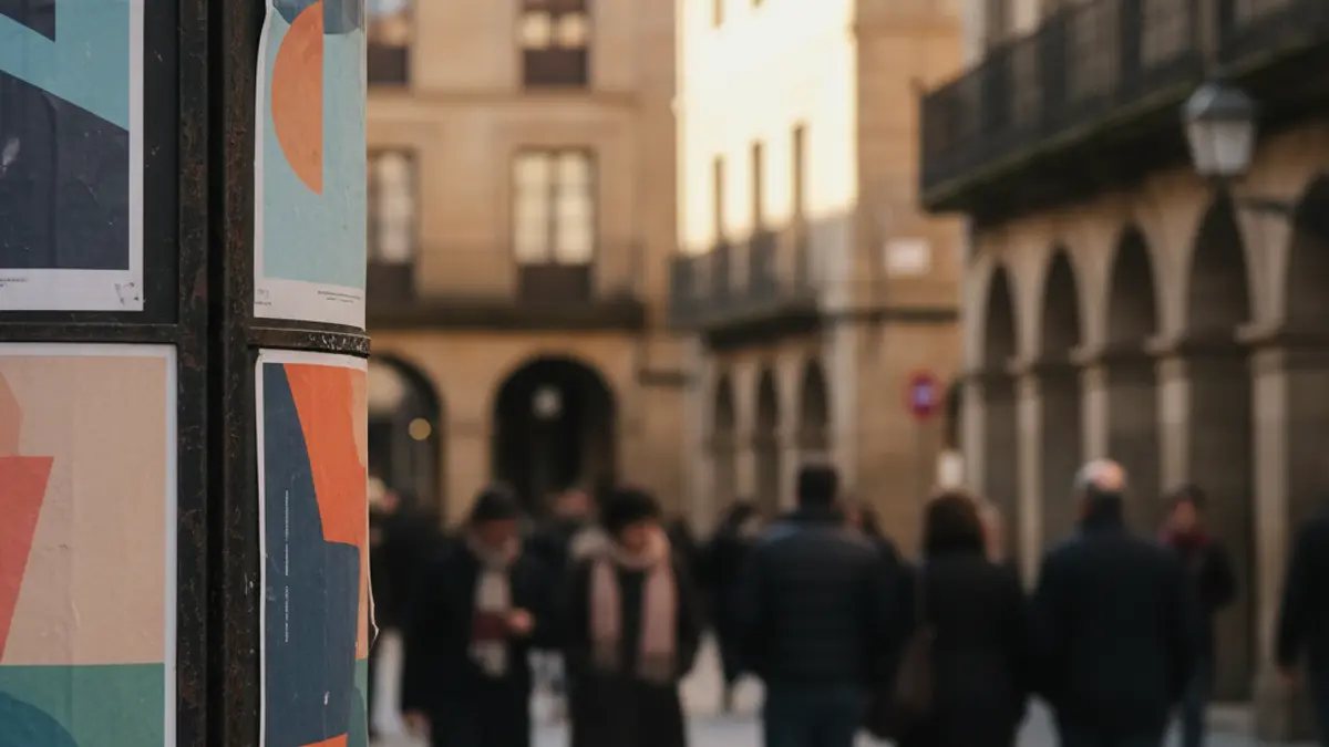 Generic image of an authorized space for poster placement on a street.