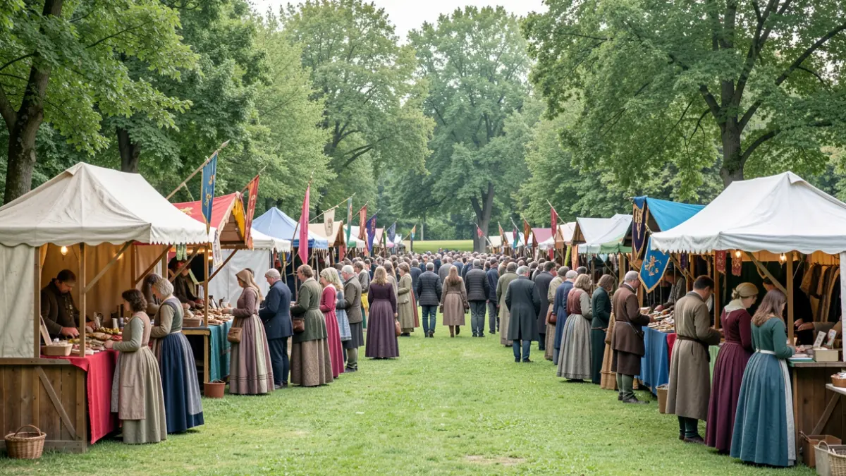 Imagen de un mercado medieval en un parque de Berango.