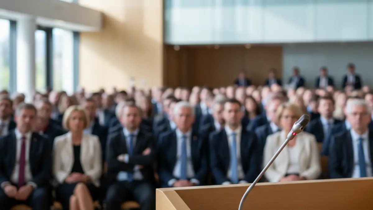 Microphone on a podium, generic image