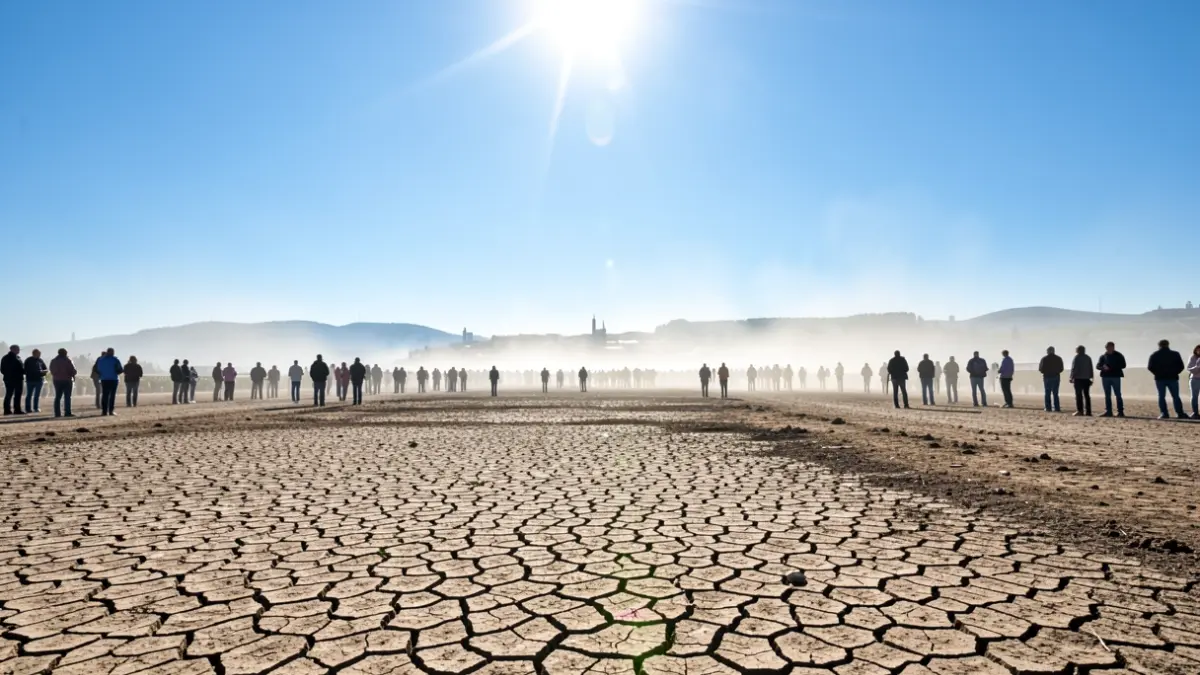 Imagen genérica de la intensidad del sol sobre tierra seca y agrietada en Bizkaia.