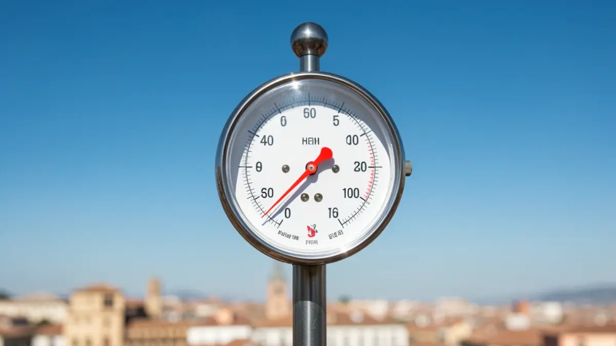 Imagen genérica: termómetro mostrando una temperatura alta frente a un cielo azul claro.