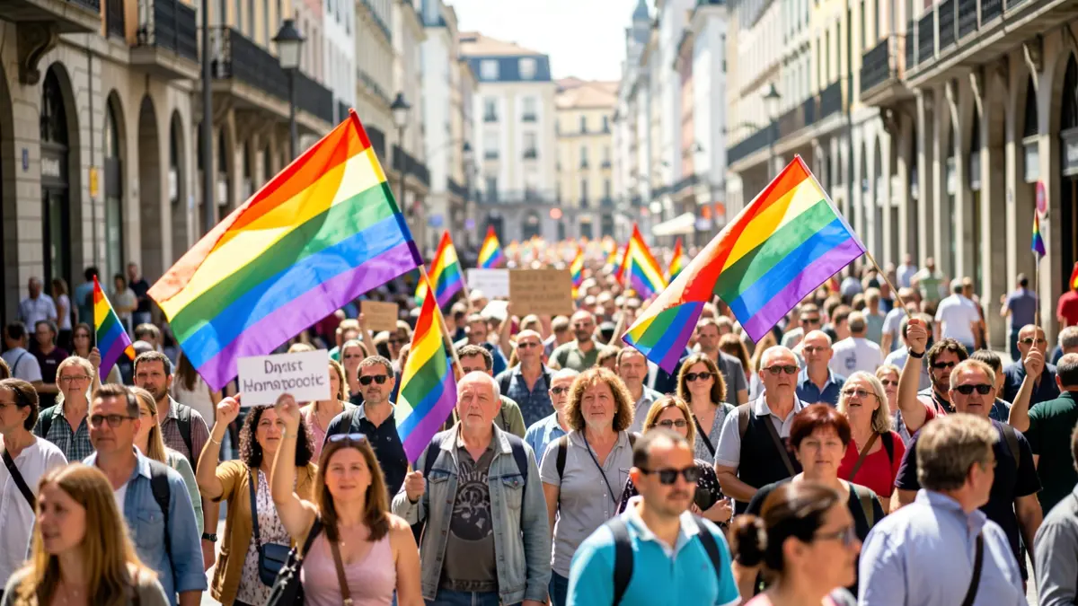 Irudi generikoa: Bilboko kaleak LGTBI+ harrotasunaren aldeko ekitaldian.