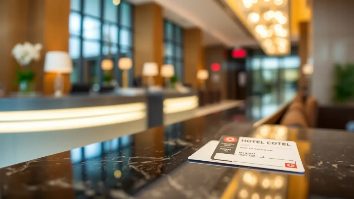 Imagen genérica de una tarjeta de hotel en la recepción de un hotel moderno en Bilbao.