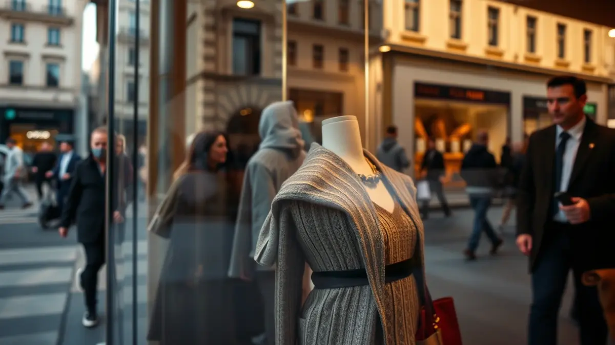 Imagen genérica de un escaparate de tienda con ropa y accesorios, en una calle de Bilbao