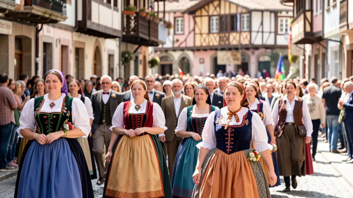 Imagen genérica: Blusas y neskak desfilando por las calles de Vitoria-Gasteiz.