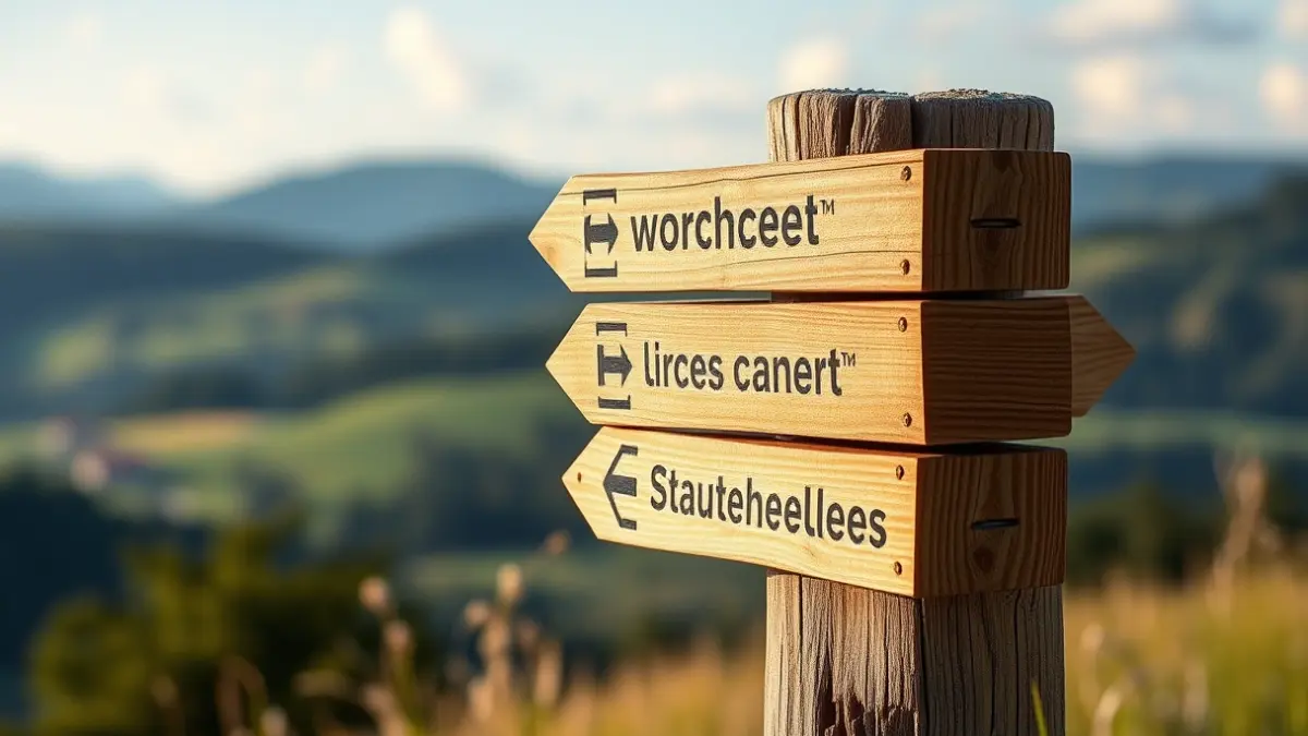 Generic image of a signpost for sustainable tourism and local values.