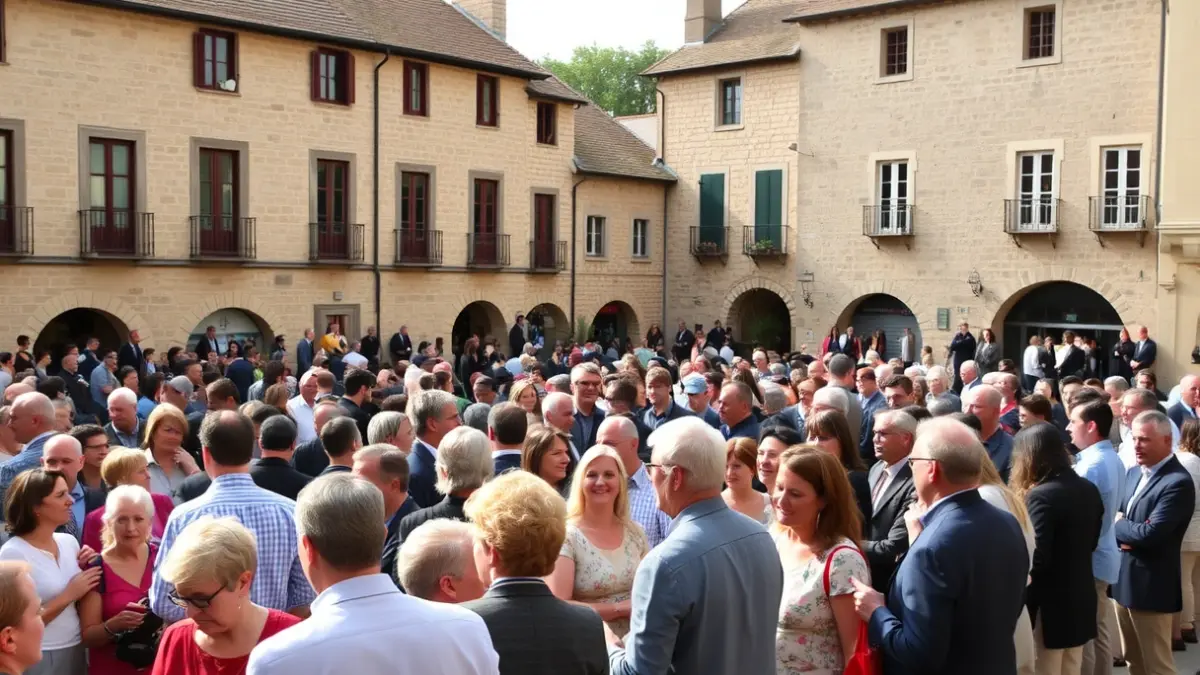 Imagen genérica de un grupo de personas reunidas en una celebración en un casco histórico vasco.