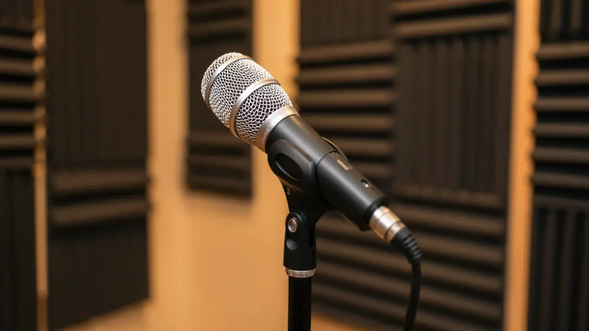 Imagen genérica de un micrófono de radio en un estudio.