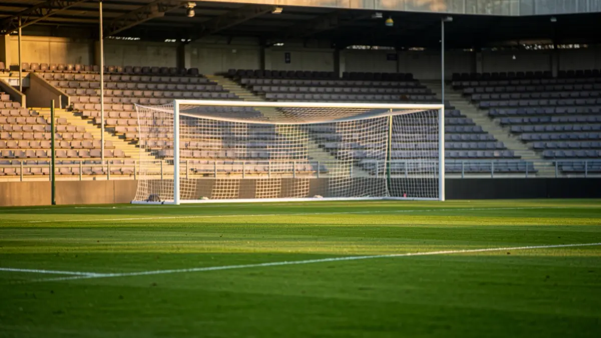 Futbol zelaiaren irudi generikoa, argi naturalarekin.