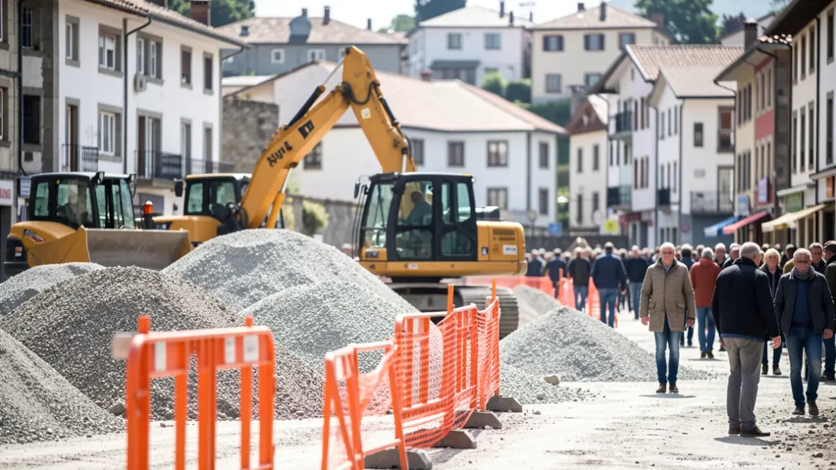 Obra-gunea Durangon, trenbide zaharraren trazadura berritzeko lanekin.
