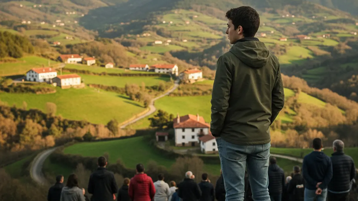 Imagen genérica de un joven en el entorno rural vasco, simbolizando la emancipación y la conexión con la tierra.