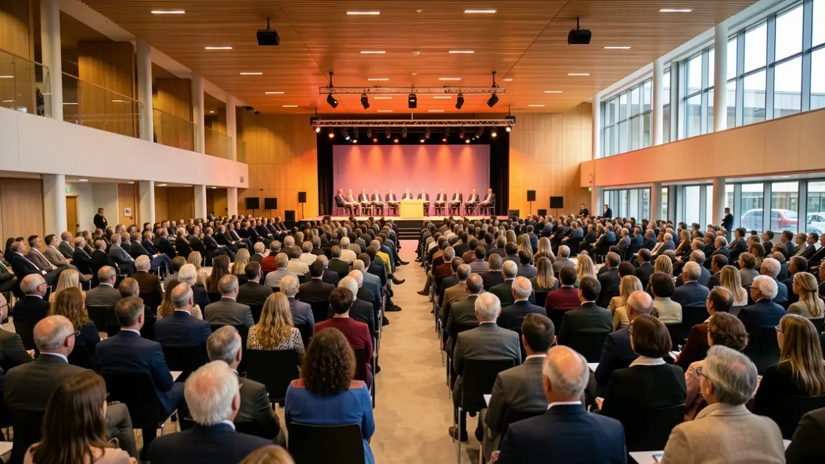 Irudi generikoa politikoen ekitaldi bati buruz.