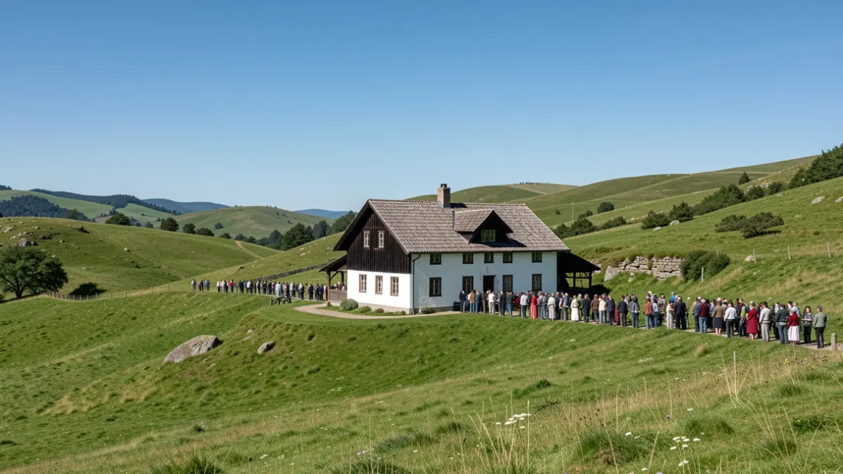 Generic image of a Basque landscape and farmhouse.
