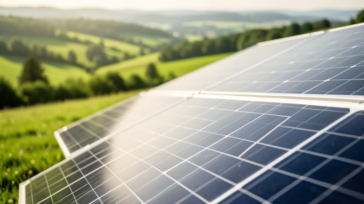 Imagen genérica de paneles solares en una ladera.