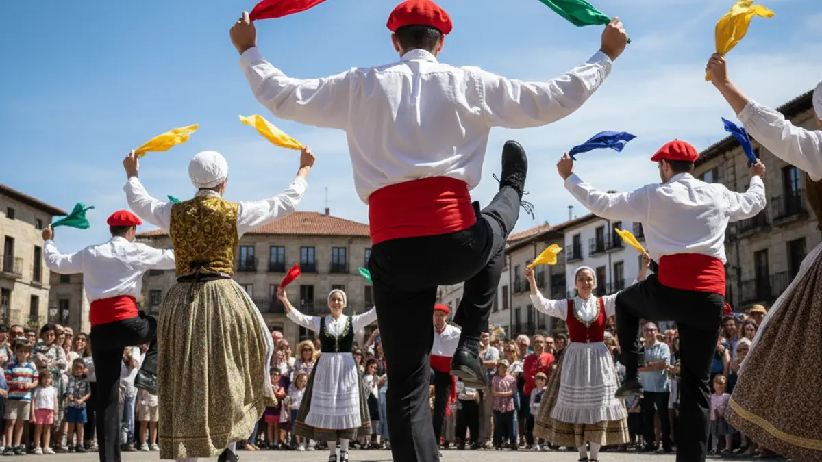 Imagen genérica del Dantzari Txiki Eguna, mostrando bailarines y público.